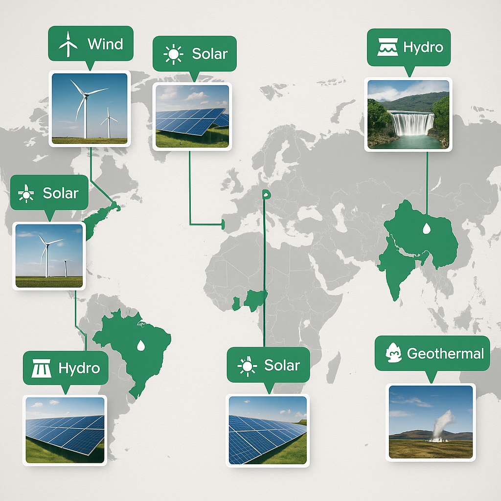 renewable energy on global map listing with tags and countries no text-3